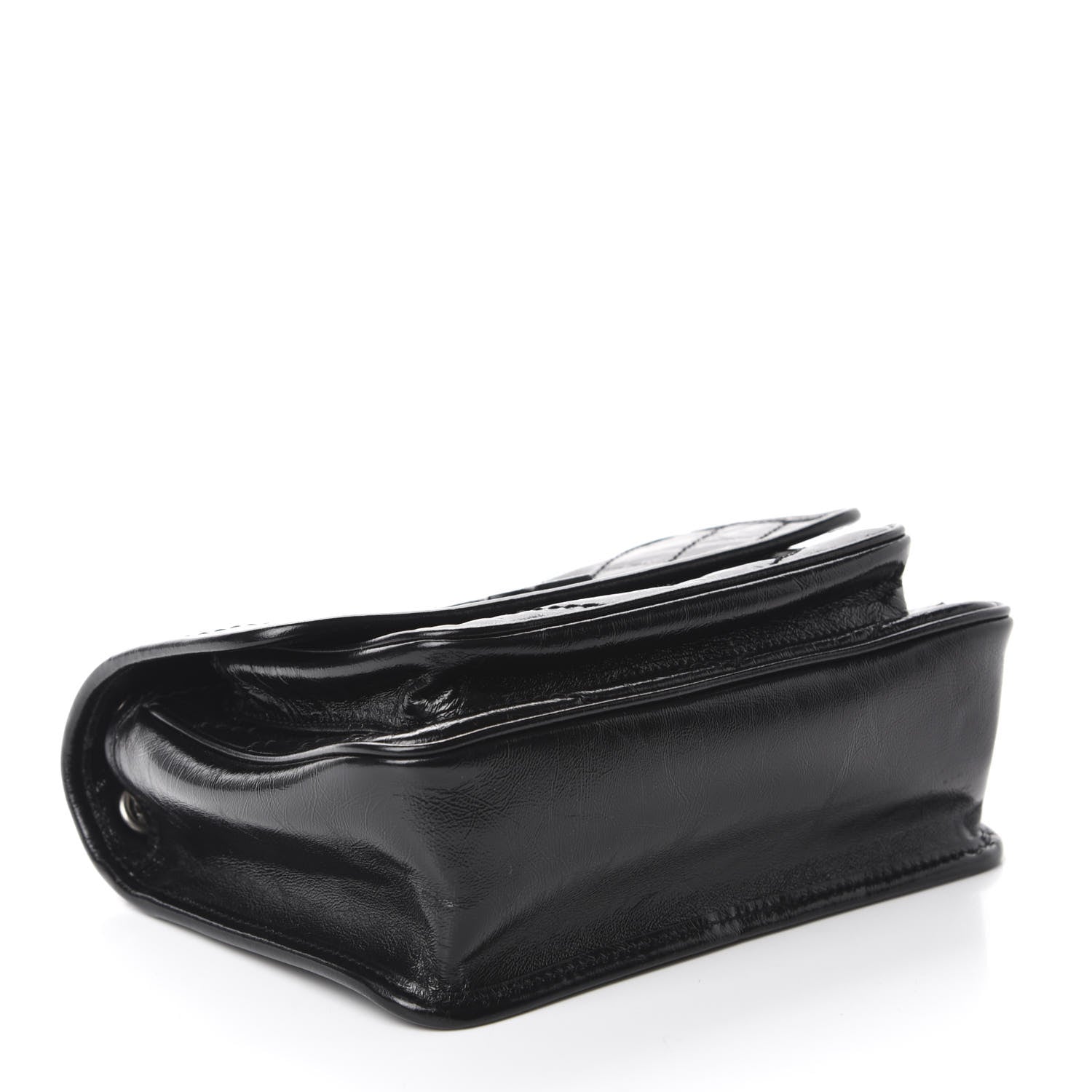 Saint Laurent Crinkled Calfskin Matelasse Monogram Baby Niki Chain Satchel Black 4 of 15