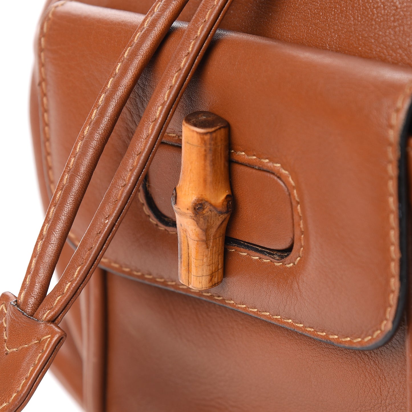 Calfskin Bamboo Mini Backpack Brown