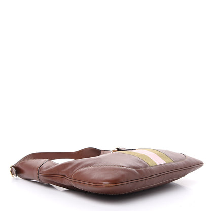 Gucci Calfskin Web Medium Jackie O Bouvier Hobo Brown 4 of 11