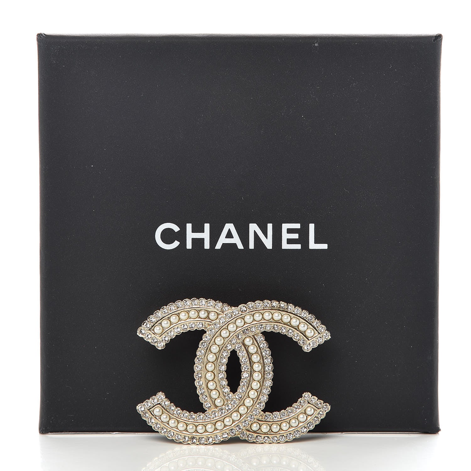 Chanel Pearl Crystal Lace Camellia CC Brooch Gold 5 of 5