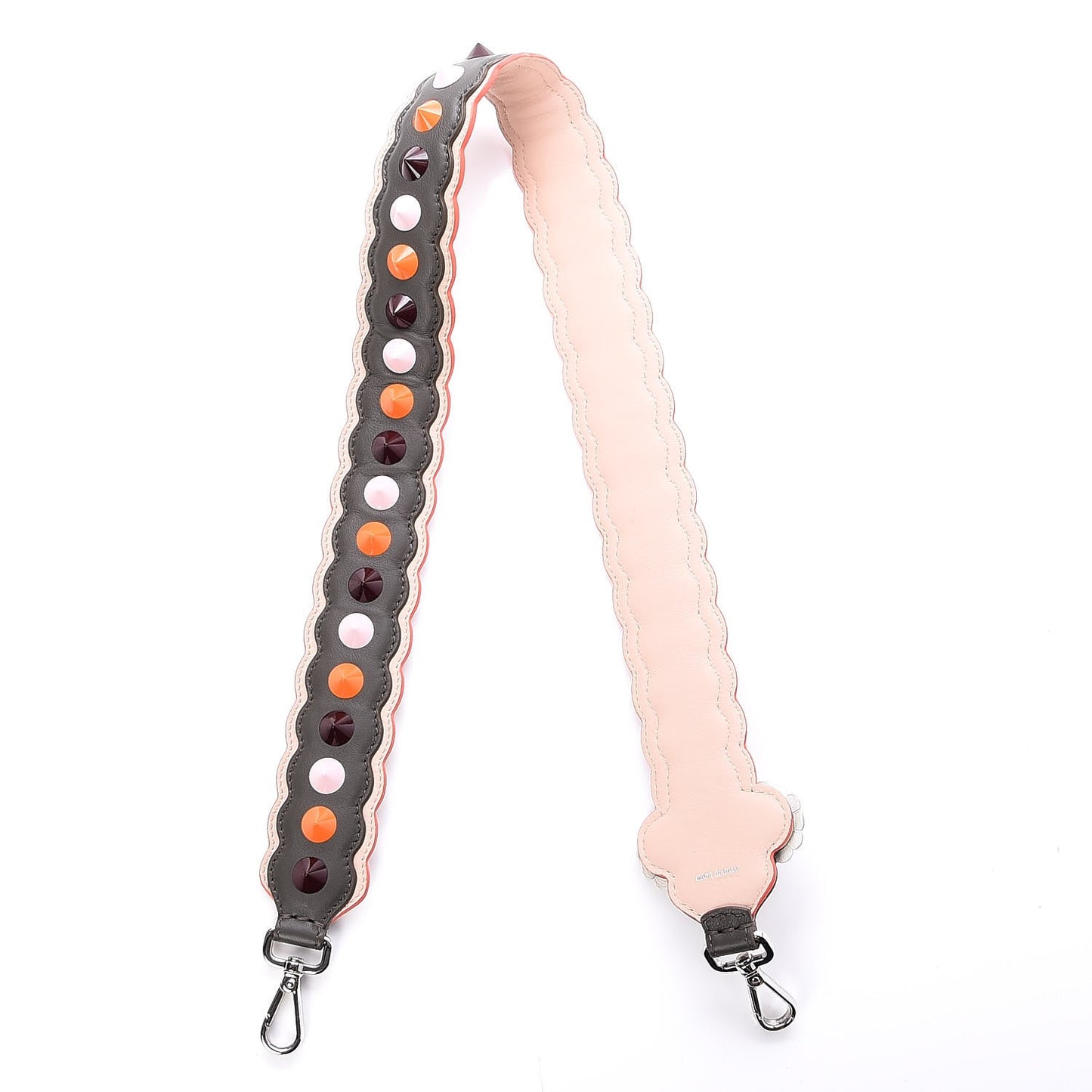 Vitello Dolce Nappa Hypnoteyes Bi-Color Scalloped Spike Studded Strap You Carbone Plaster White Multicolor