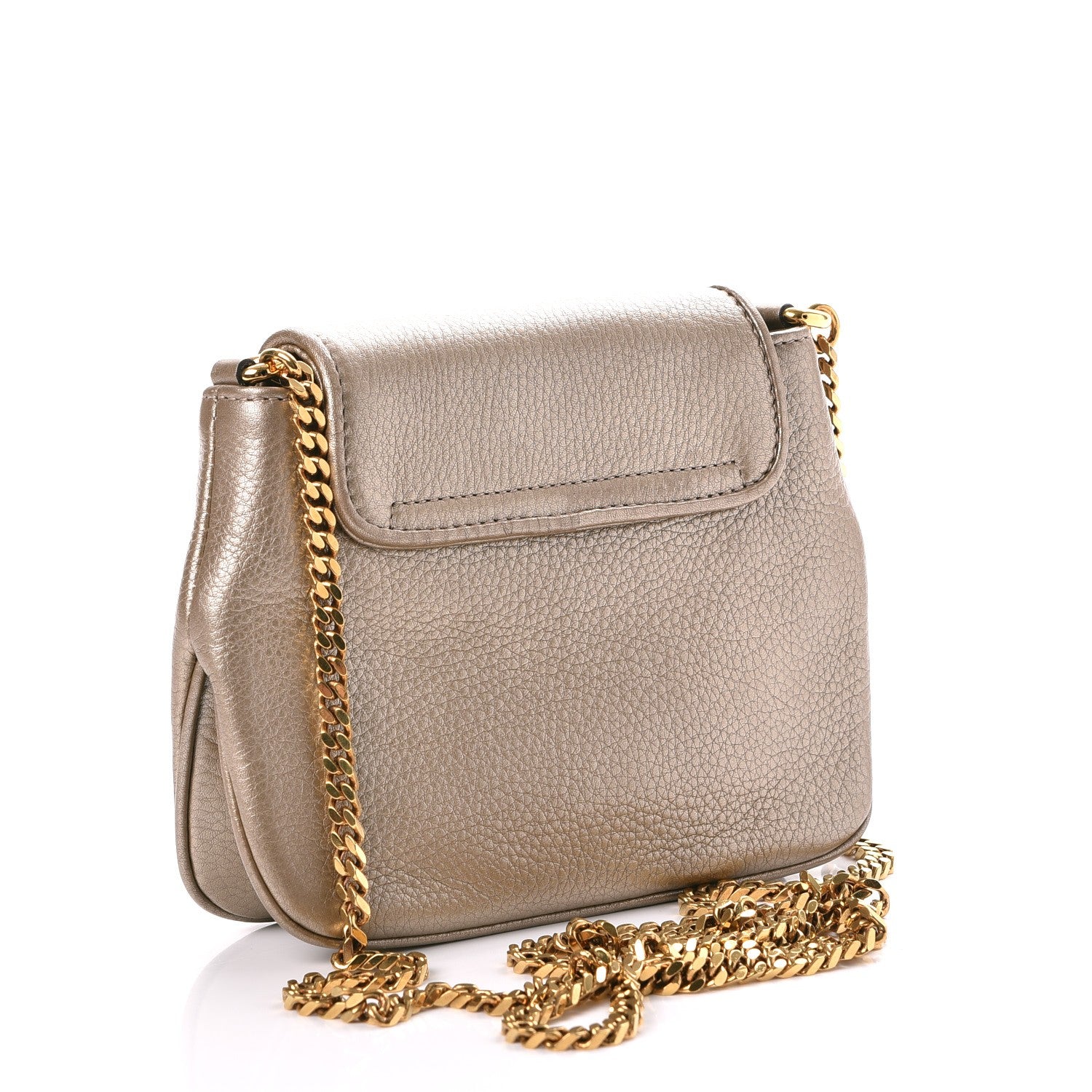 Gucci Pebbled Calfskin Small 1973 Chain Shoulder Bag Champagne 4 of 9