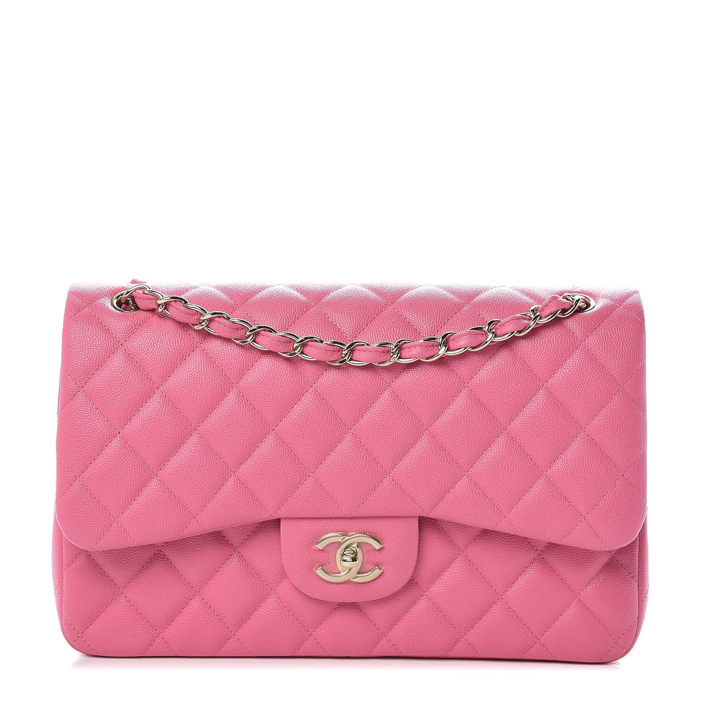 Caviar Quilted Jumbo Double Flap Pink