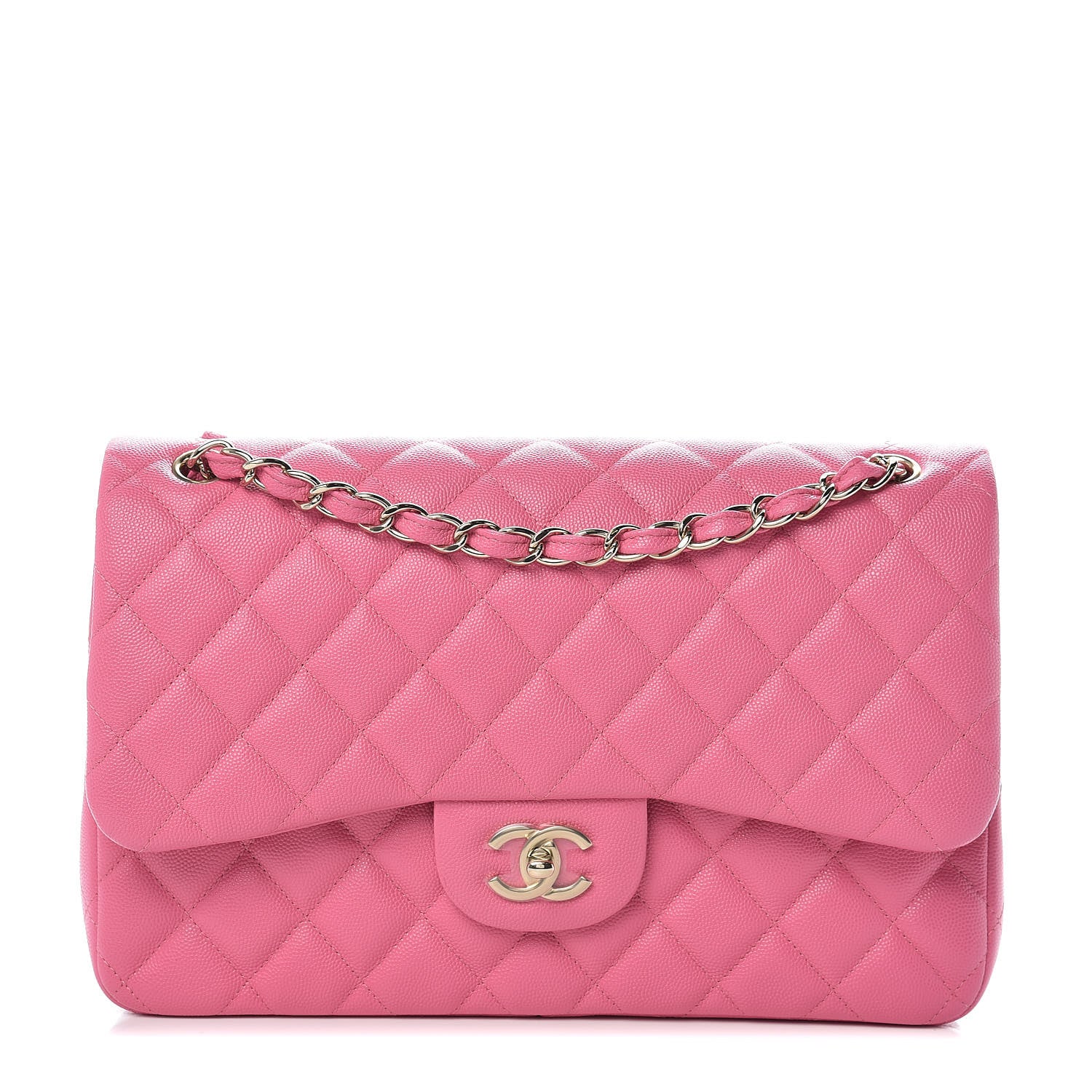 Chanel Caviar Quilted Jumbo Double Flap Pink 1 of 9