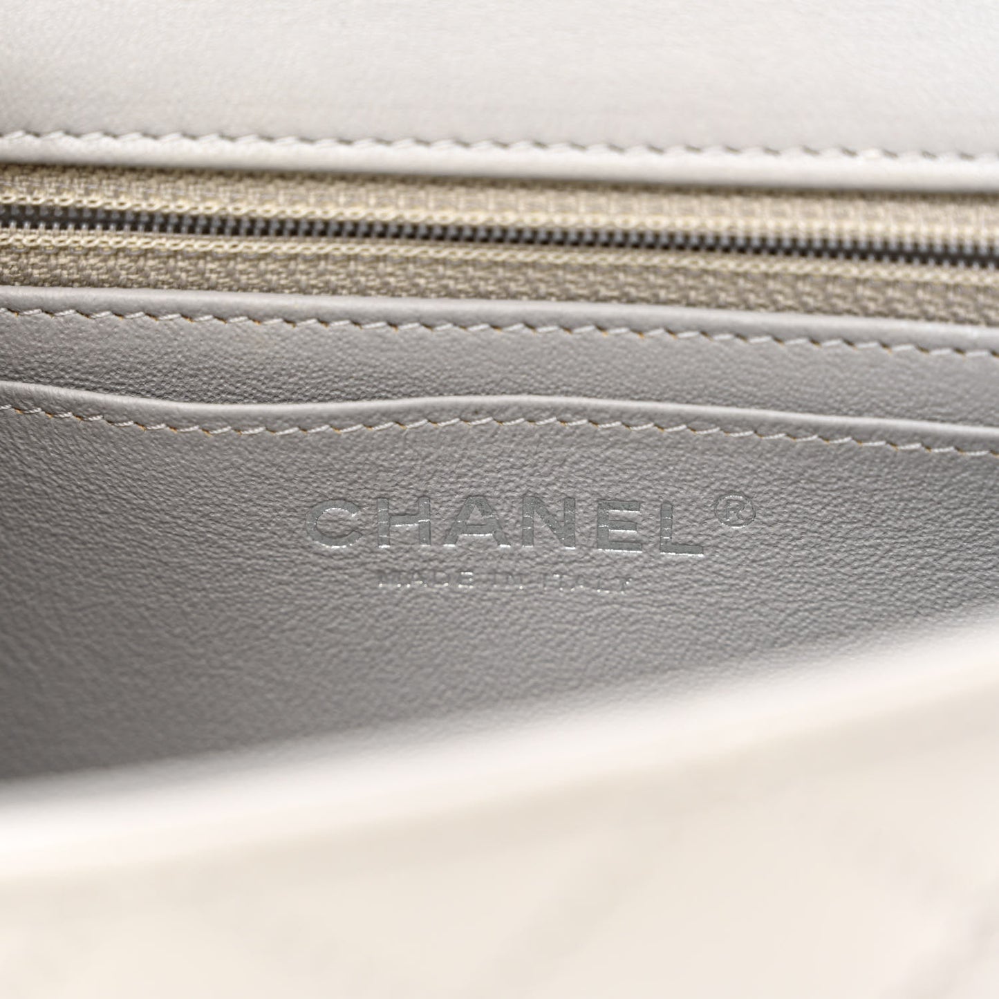 Lambskin Quilted Mini Rectangular Flap Grey