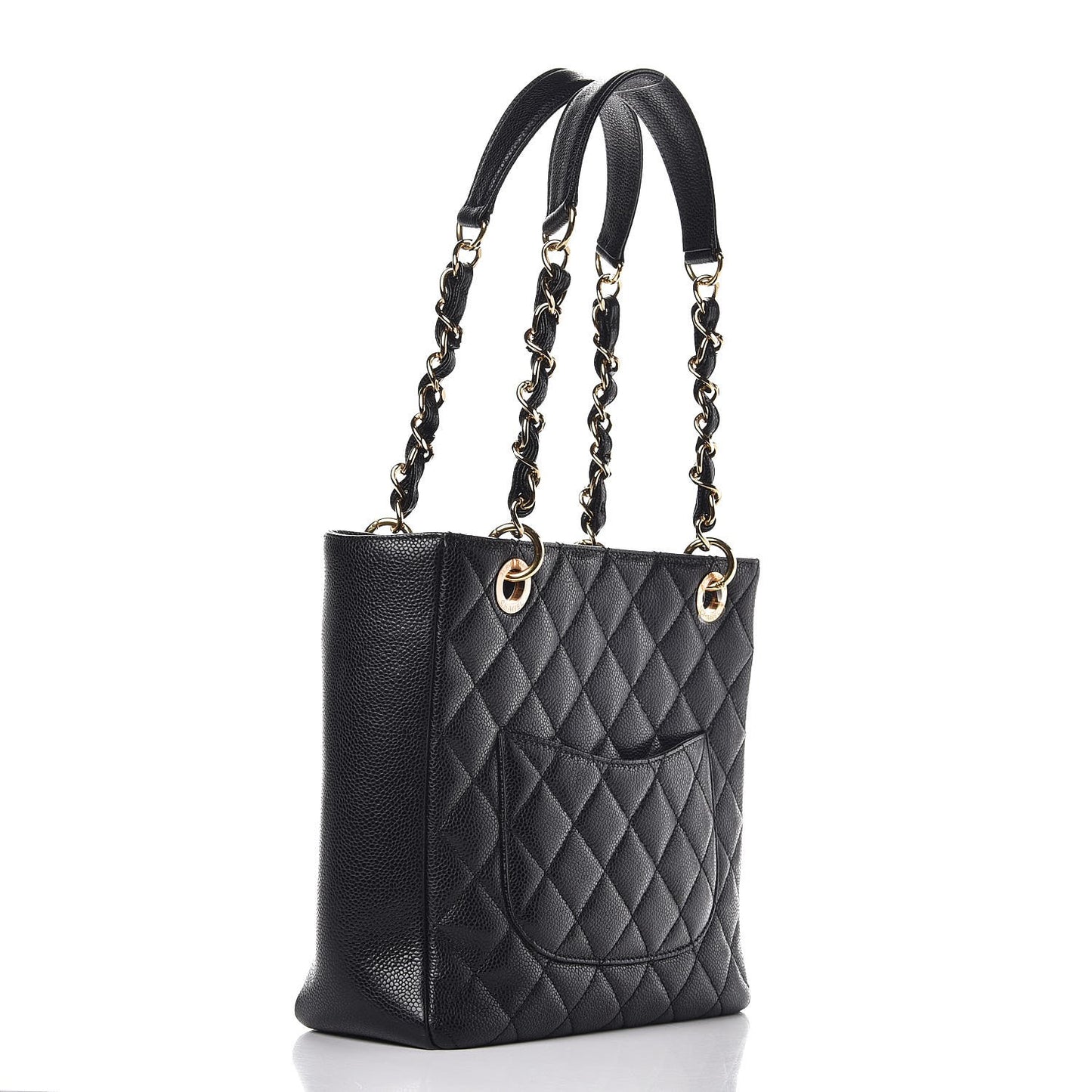 Caviar Quilted Petit Shopping Tote PST Black