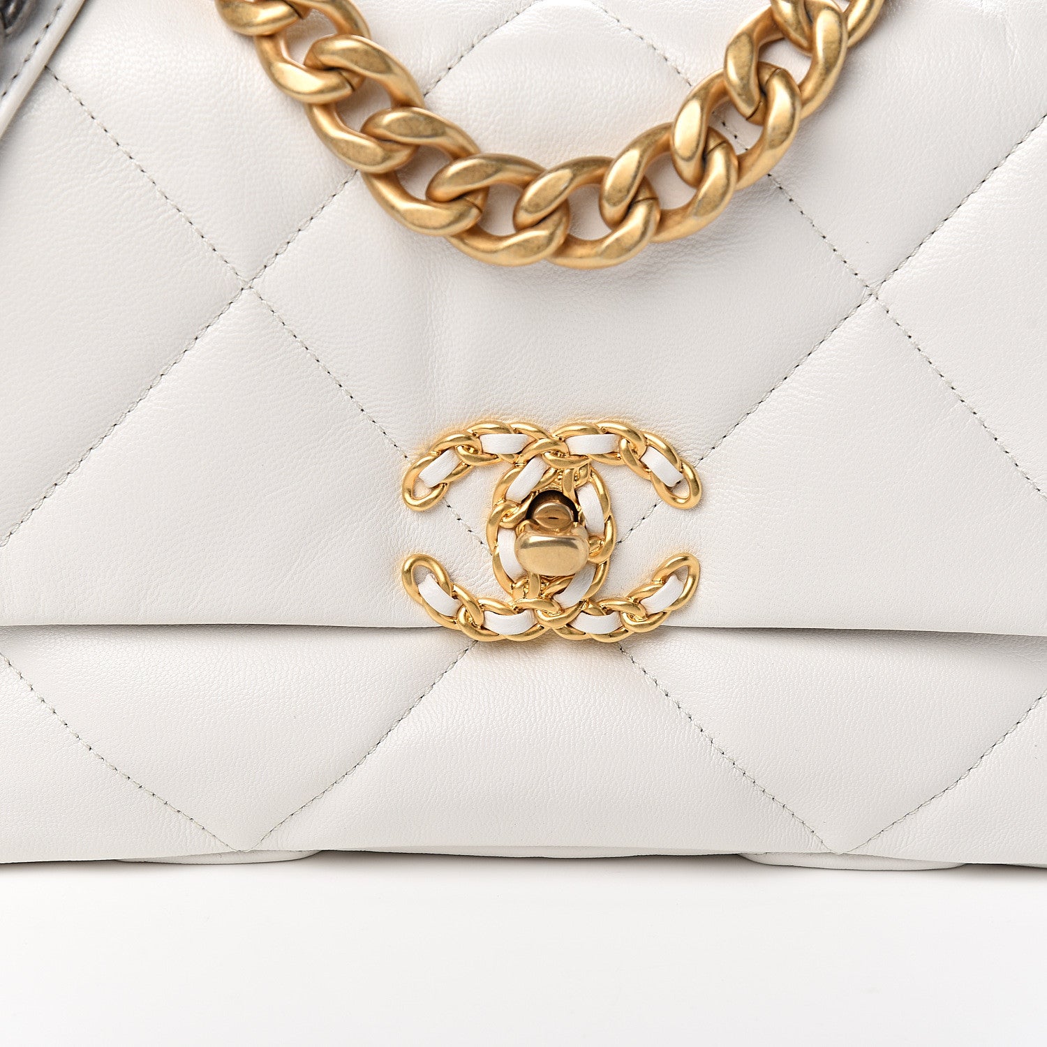 Chanel Goatskin Quilted Medium 19 Flap White 9 of 10