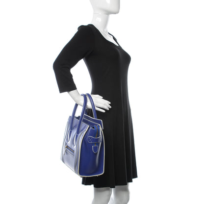 Celine Satin Calfskin Micro Debossed Luggage Blue 2 of 10