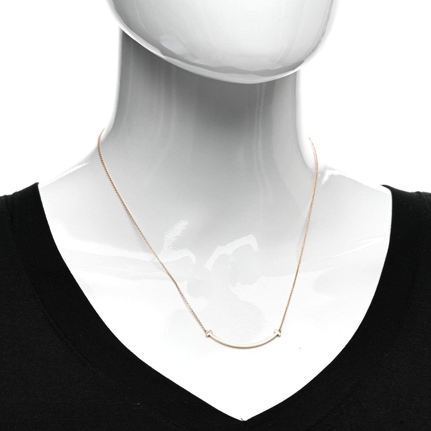 Tiffany 18K Rose Gold Small T Smile Pendant Necklace 2 of 4