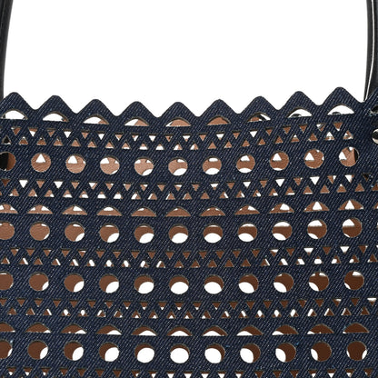 Alaia Denim Laser Cut Garance Tote Blue 9 of 14