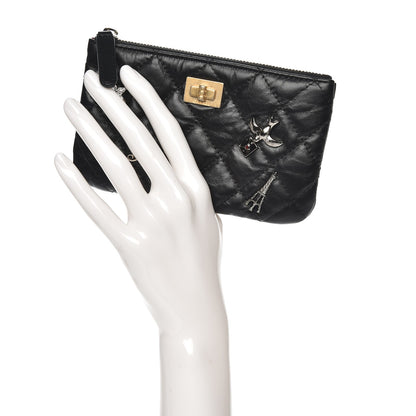 Chanel Aged Calfskin Quilted Small Lucky Charms Cosmetic Case Black 2 of 8