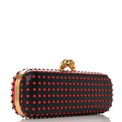 Alexander McQueen Nappa Bi-Color Twin Skull Box Clutch Black Red 3 of 7