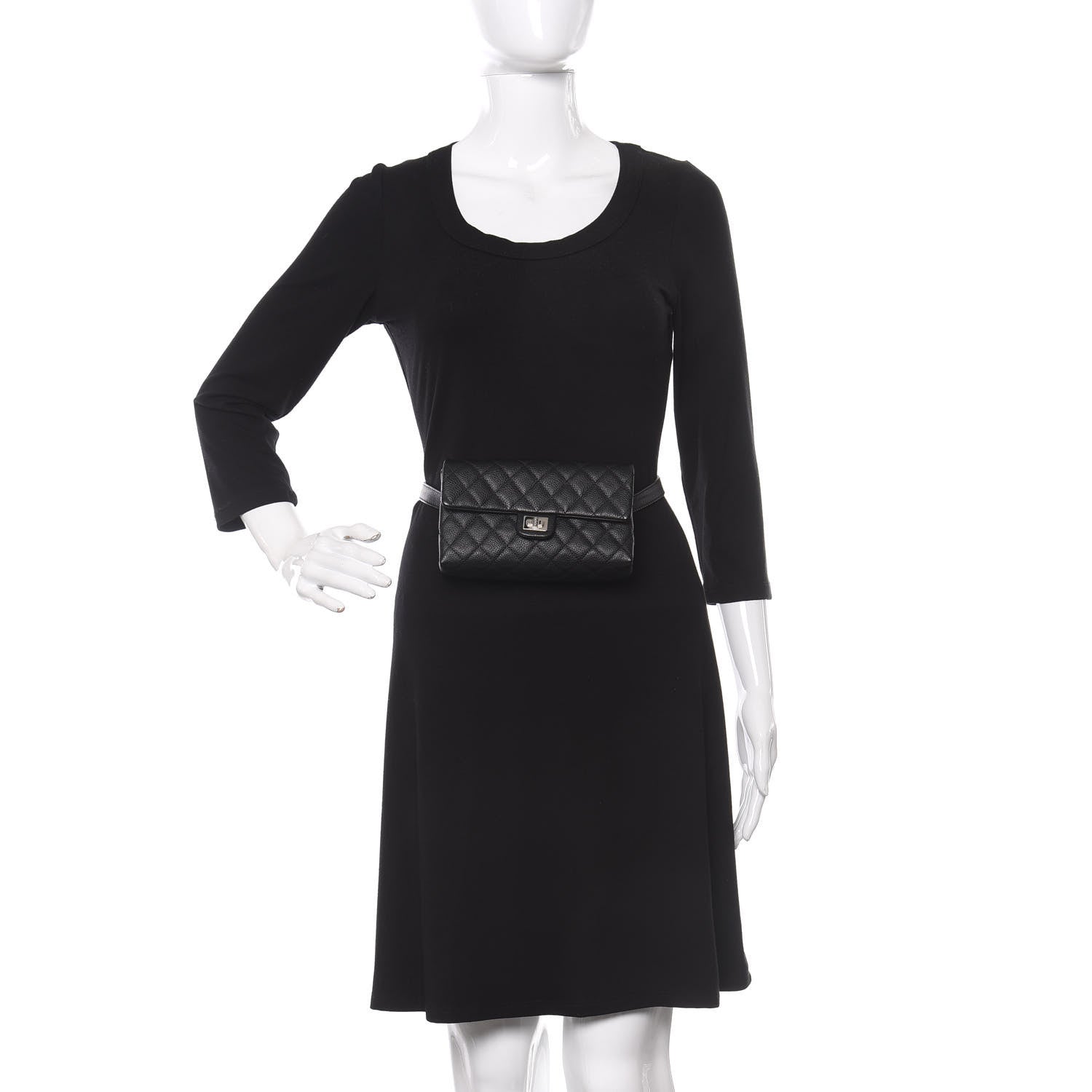 Chanel Grained Calfskin Quilted 2.55 Reissue Flap Belt Bag Clutch Black 2 of 10