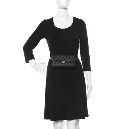 Chanel Grained Calfskin Quilted 2.55 Reissue Flap Belt Bag Clutch Black 2 of 10