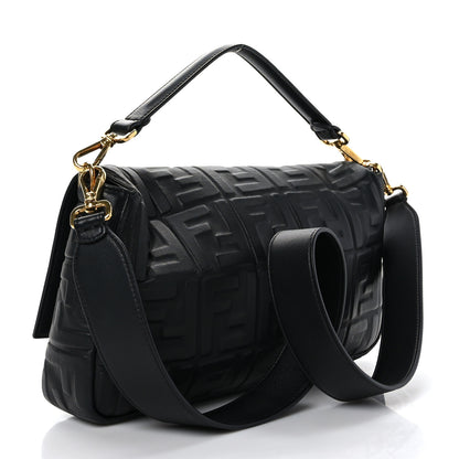 Fendi Nappa FF 1974 Embossed Large Baguette Black 3 of 8