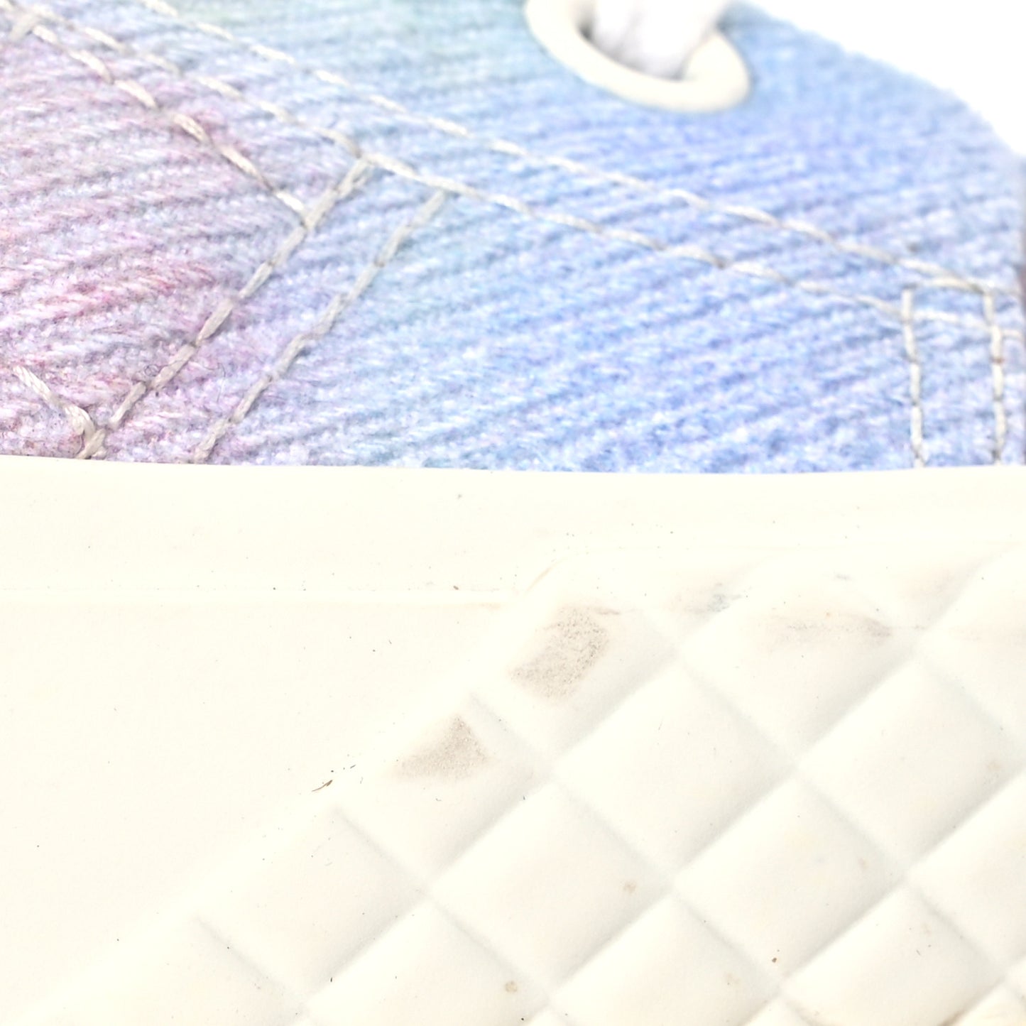 Printed Fabric Quilted High Top Sneakers 38.5 Green Pink Blue White