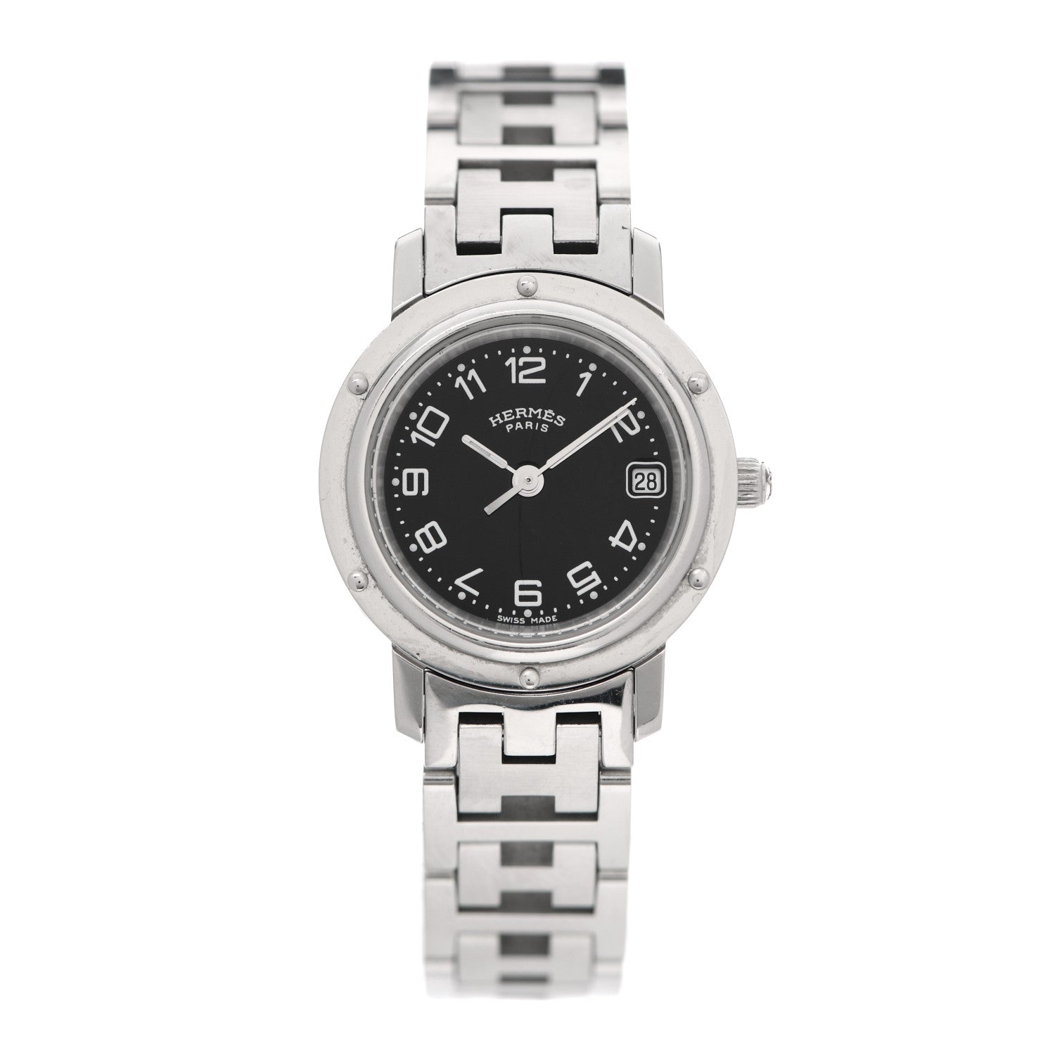 Hermes Stainless Steel 24mm Clipper Quartz Watch Black 2 of 8
