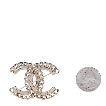 Chanel Crystal Chain CC Brooch Gold 3 of 5
