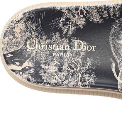 Christian Dior Canvas Toile de Jouy Embroidered Dway 10mm Slide Sandals 37 Deep Blue 7 of 9
