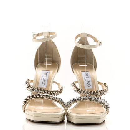 Jimmy Choo Calfskin Crystal Bing 105 Sandals 40 Latte 2 of 9
