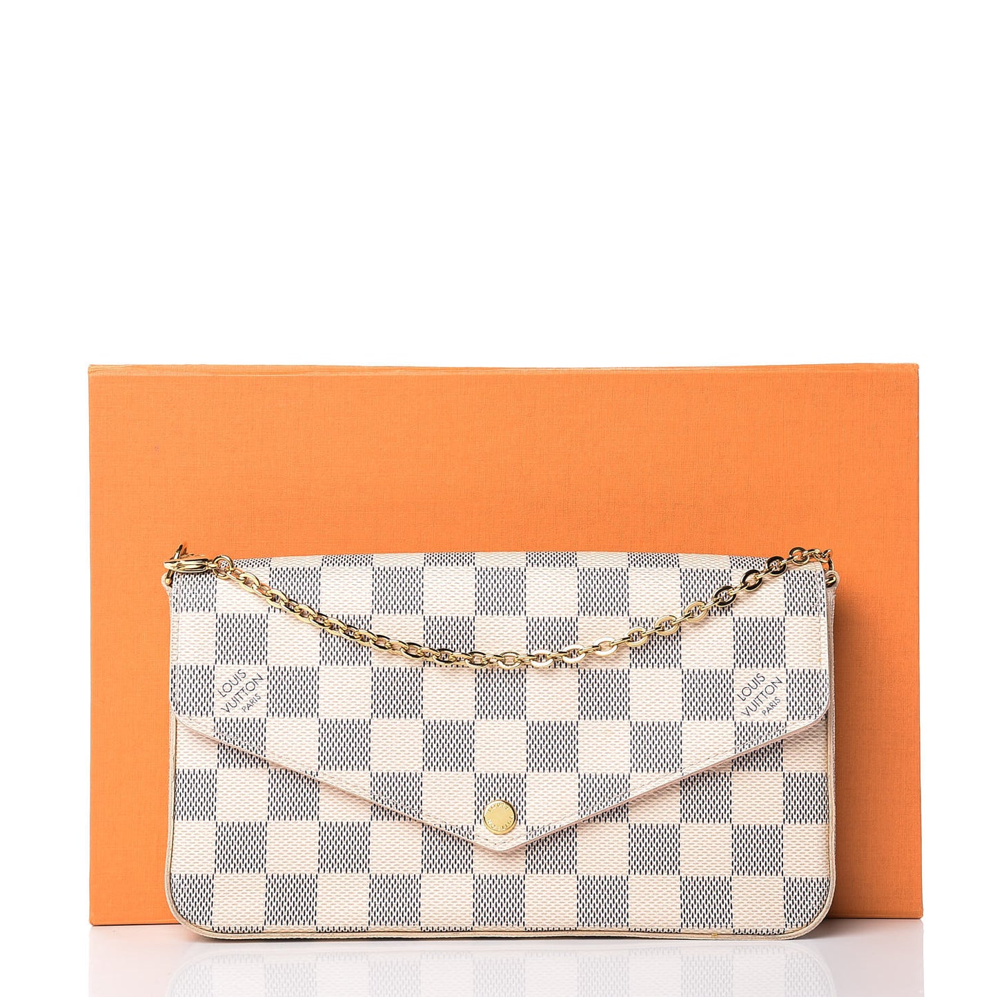 Damier Azur Pochette Felicie Chain Wallet Rose Ballerine