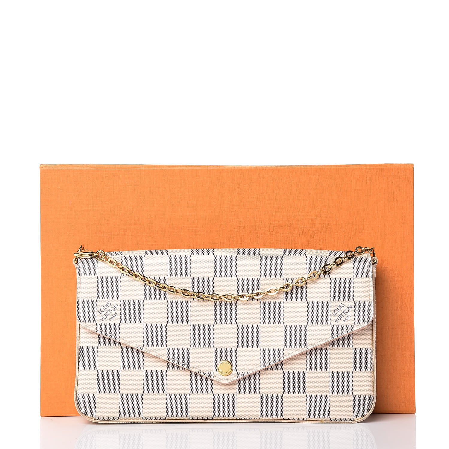 Louis Vuitton Damier Azur Pochette Felicie Chain Wallet Rose Ballerine 16 of 16