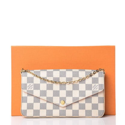 Louis Vuitton Damier Azur Pochette Felicie Chain Wallet Rose Ballerine 16 of 16