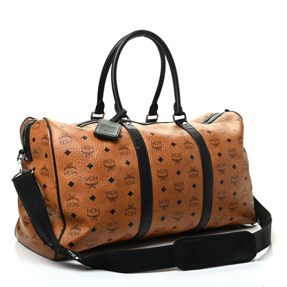 MCM Visetos Large Traveler Weekender Duffle Bag Cognac Black 2 of 9