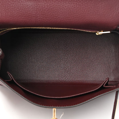 Hermes Togo Kelly Retourne 25 Bordeaux 5 of 11