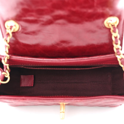 Chanel Glazed Calfskin Chevron Quilted Small Hampton Flap Burgundy 5 of 11