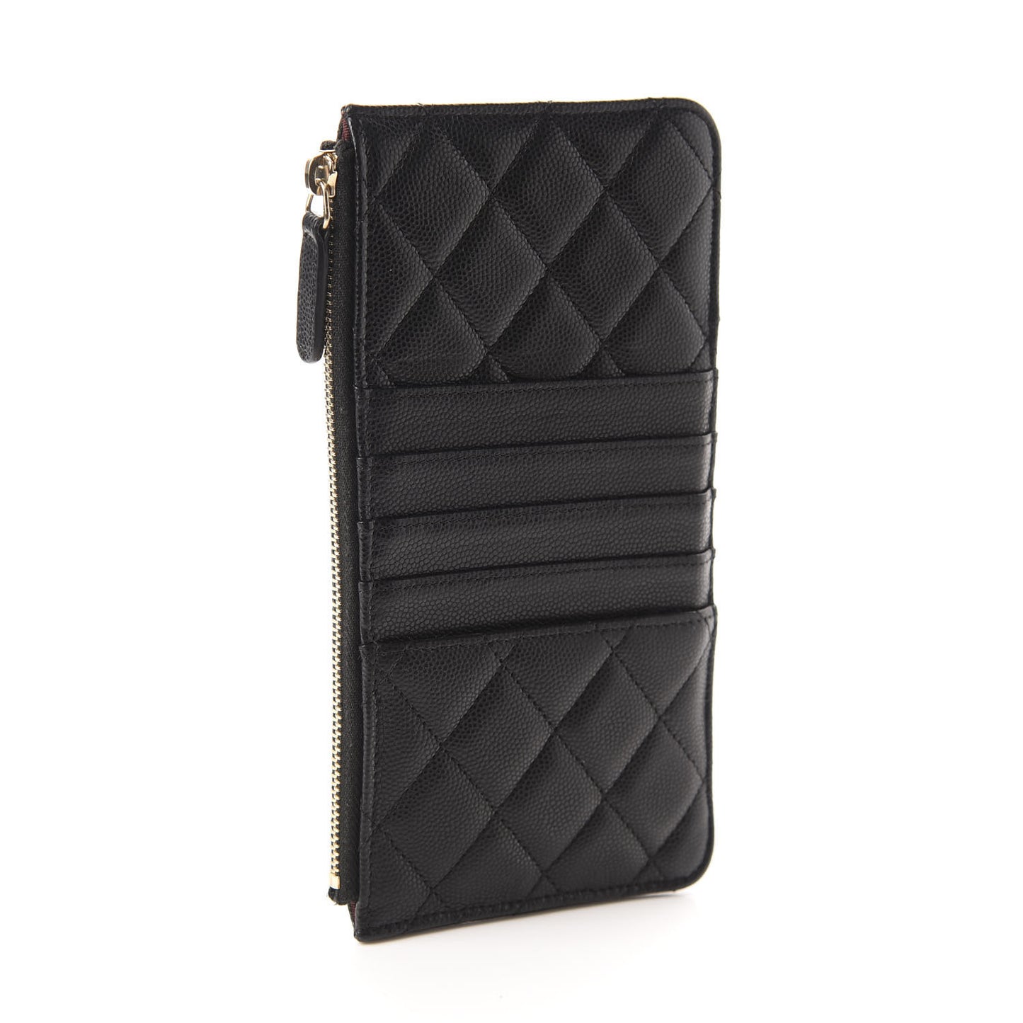Caviar Quilted Classic Flat Wallet Pouch Black