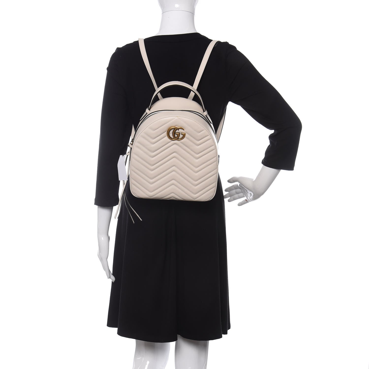 Gucci Calfskin Matelasse GG Marmont Dome Backpack White 2 of 9