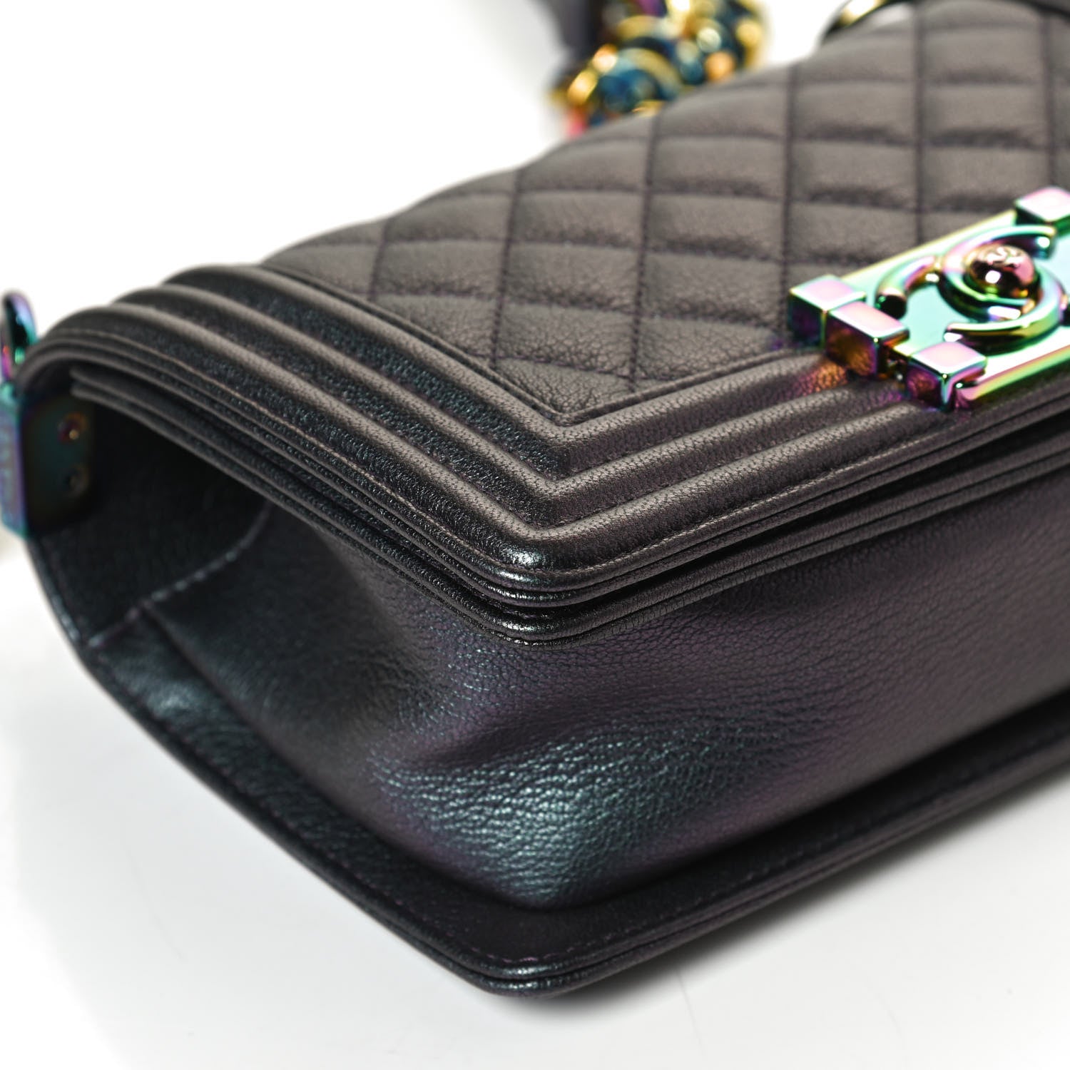 Chanel Iridescent Goatskin Quilted Small Boy Flap Purple 11 of 13