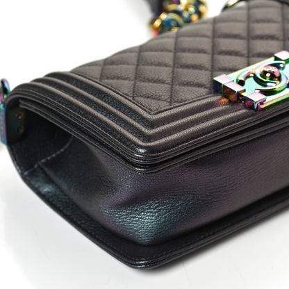 Chanel Iridescent Goatskin Quilted Small Boy Flap Purple 11 of 13