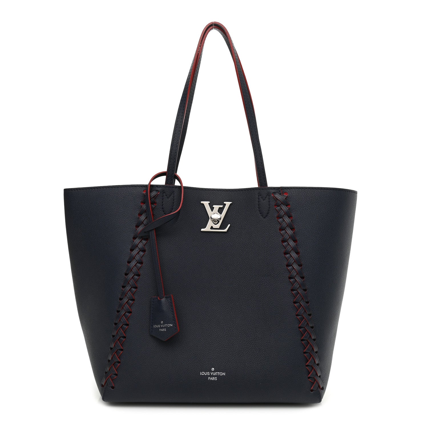 Louis Vuitton Calfskin Braided Lockme Cabas Marine Rouge 1 of 10
