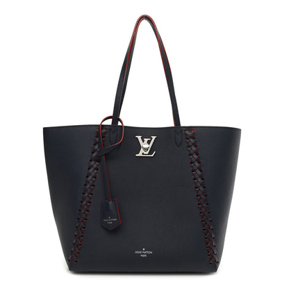 Louis Vuitton Calfskin Braided Lockme Cabas Marine Rouge 1 of 10