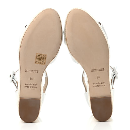 Hermes Goatskin Doll 60 Espadrille Wedge Sandals 36 White 4 of 4