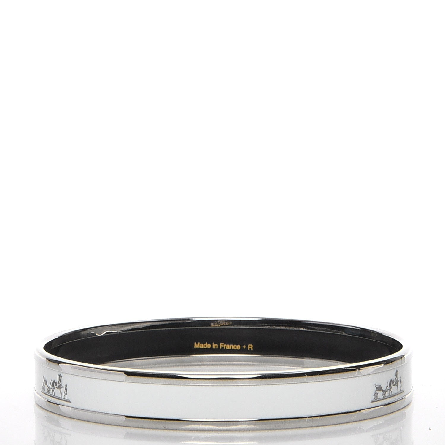 Hermes Enamel Printed Narrow Caleche Bracelet 65 White 3 of 6
