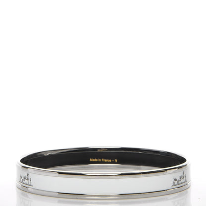 Hermes Enamel Printed Narrow Caleche Bracelet 65 White 3 of 6
