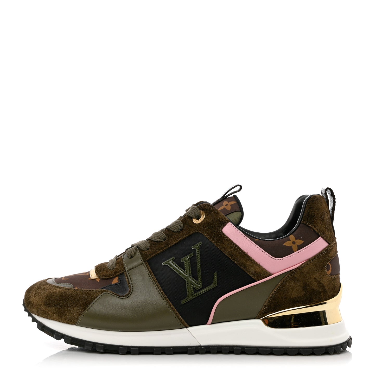 Suede Monogram Run Away Sneakers 40 Khaki Multicolor