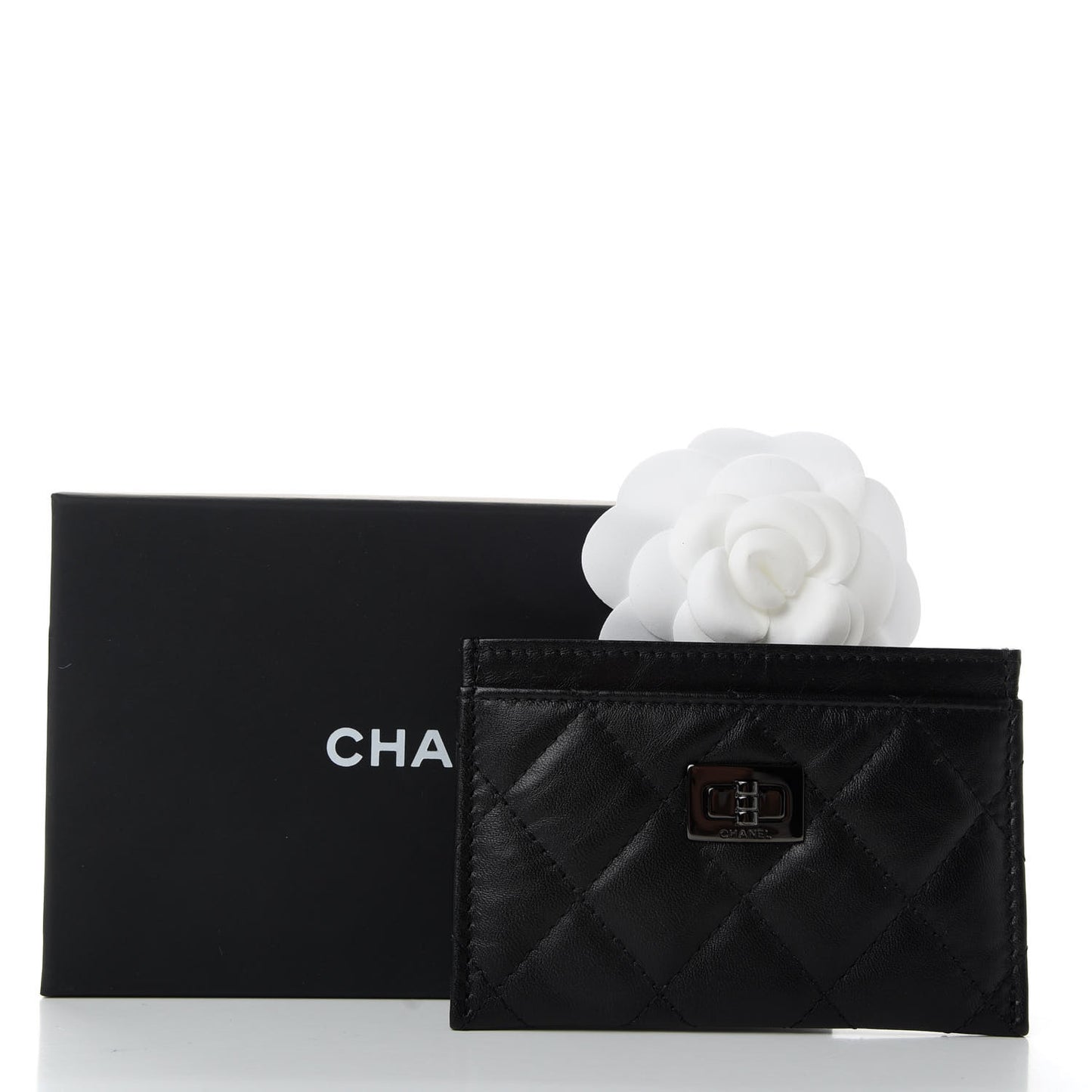 Aged Calfskin Quilted Reissue Card Holder So Black