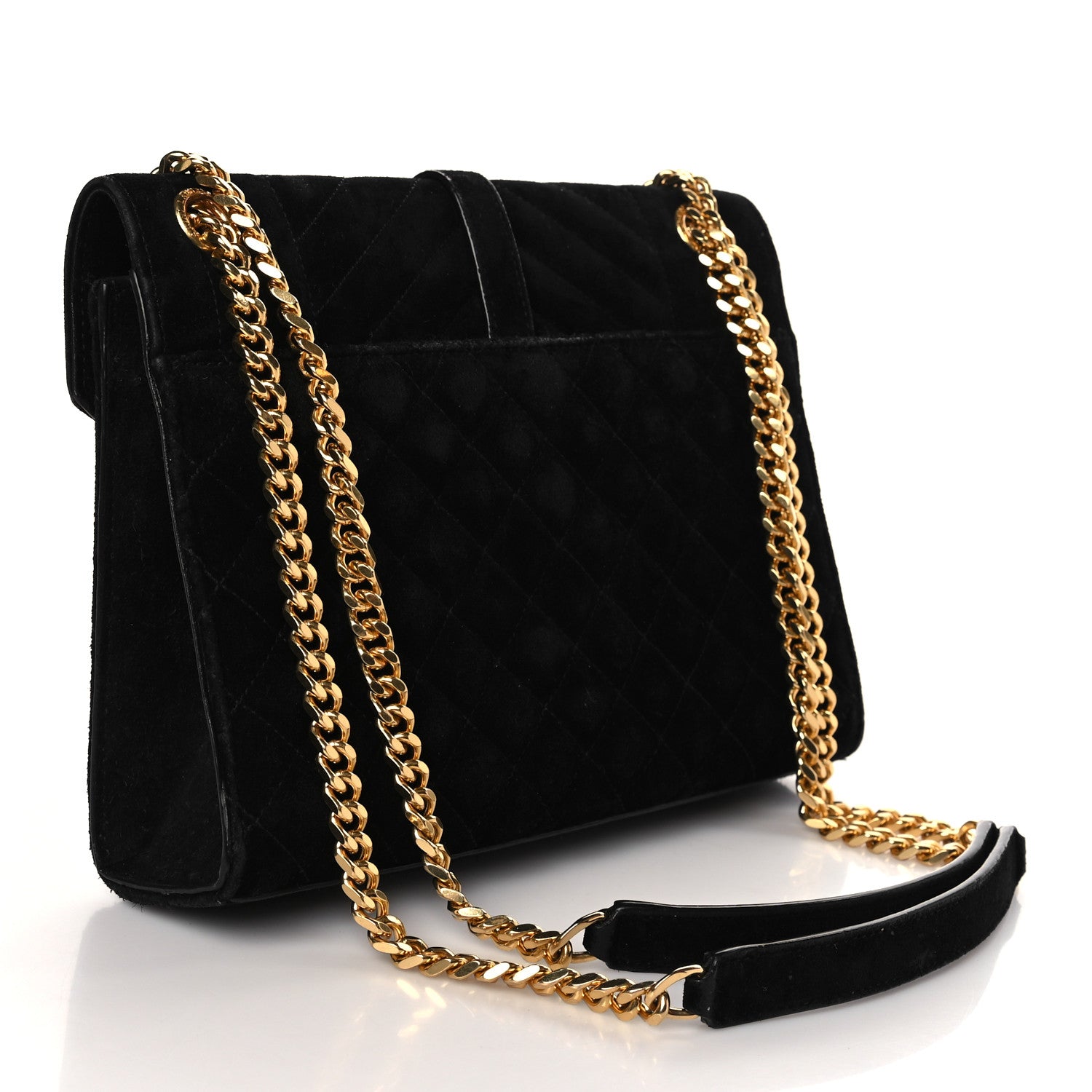 Saint Laurent Suede Mixed Matelasse Triquilt Medium Monogram Satchel Black 2 of 10