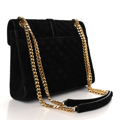 Saint Laurent Suede Mixed Matelasse Triquilt Medium Monogram Satchel Black 2 of 10