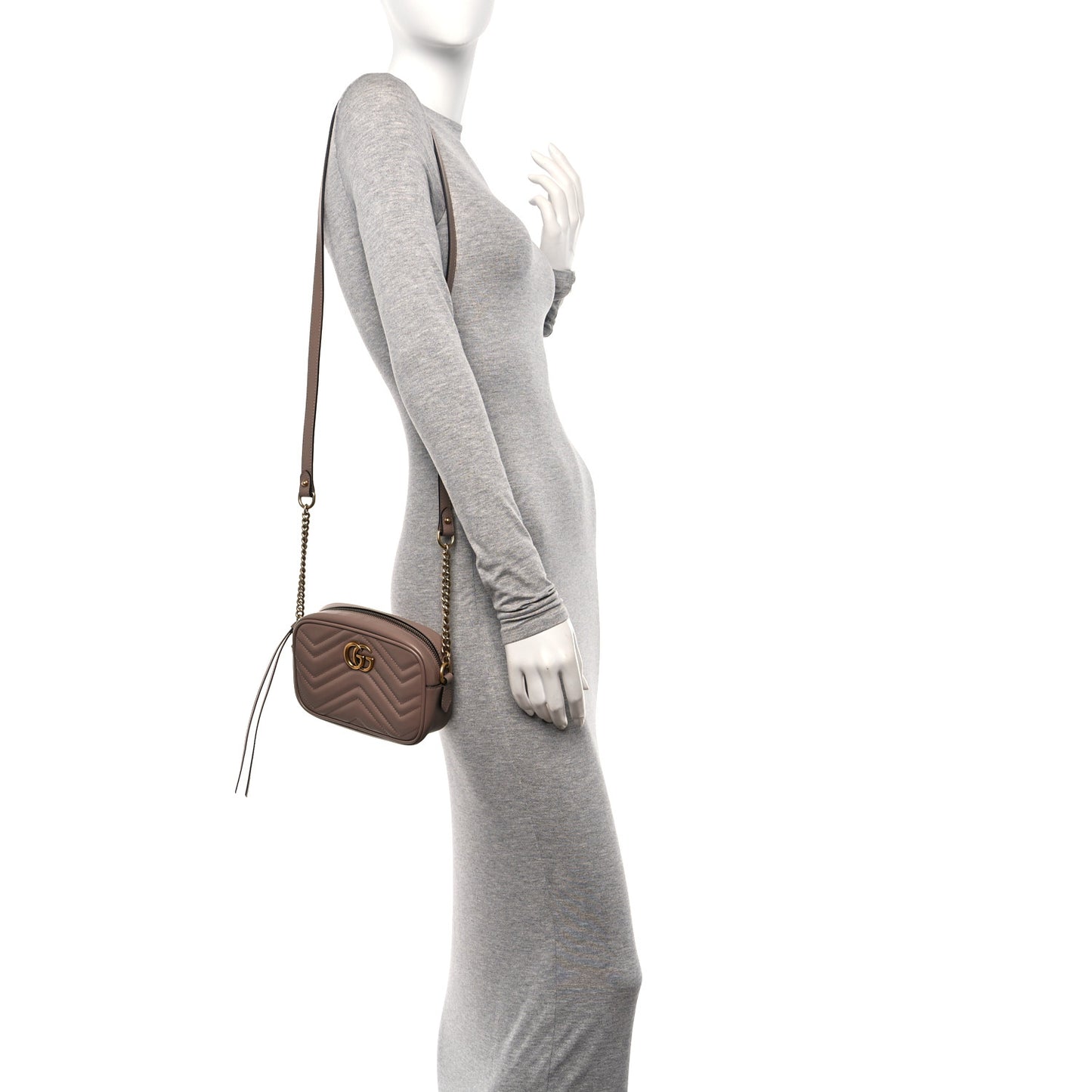 Calfskin Matelasse Mini GG Marmont Chain Shoulder Bag Porcelain Rose