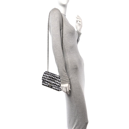 Chanel Sequin Mini Houndstooth Rectangular Flap Black White 2 of 11