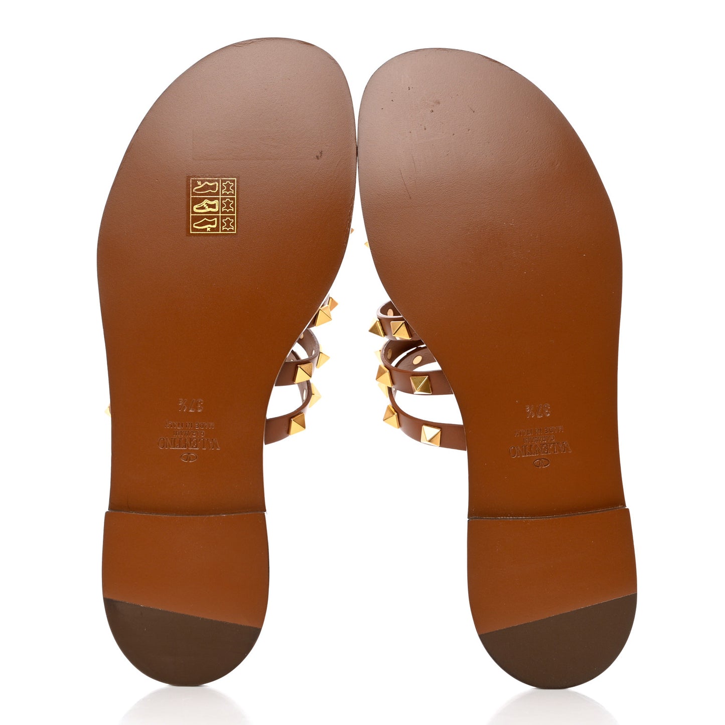 Calfskin Rockstud Flair Flat Thong Sandals 37.5 Selleria