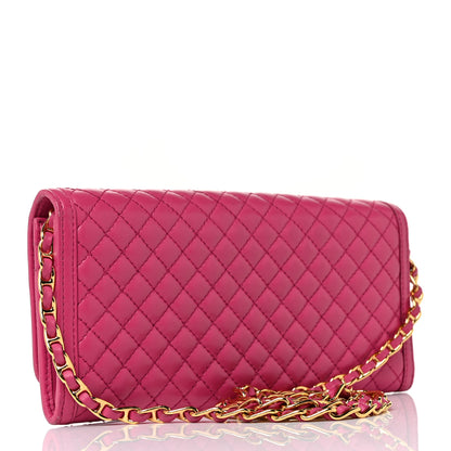 Prada Soft Calfskin Quilted Chain Wallet Fuxia 2 of 8