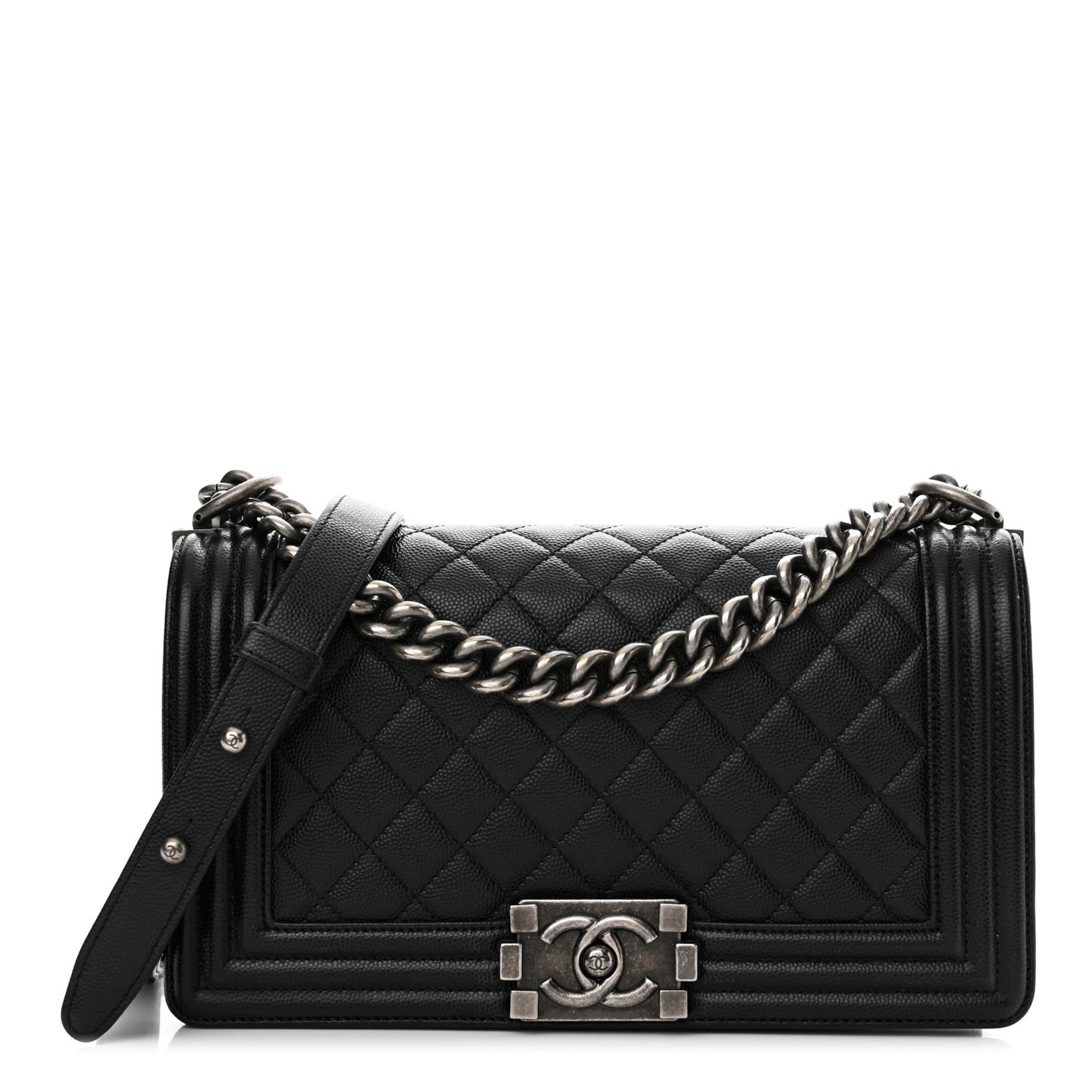 Caviar Quilted Medium Boy Flap Black