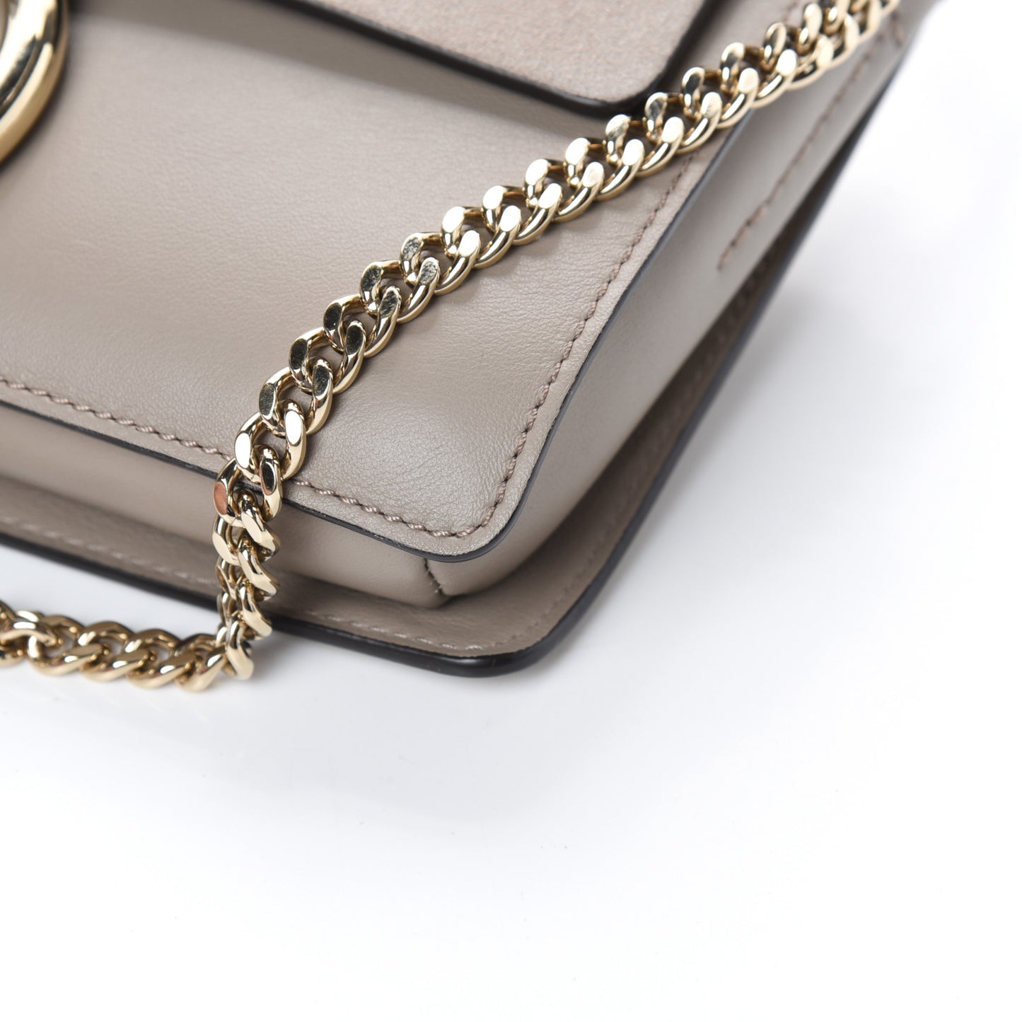 Suede Calfskin Small Faye Shoulder Bag Motty Grey
