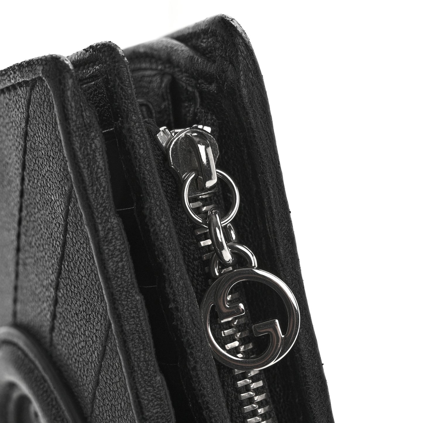 Sakai Be Green Calfskin Diagonal Stitched Blondie Travel Wallet Black